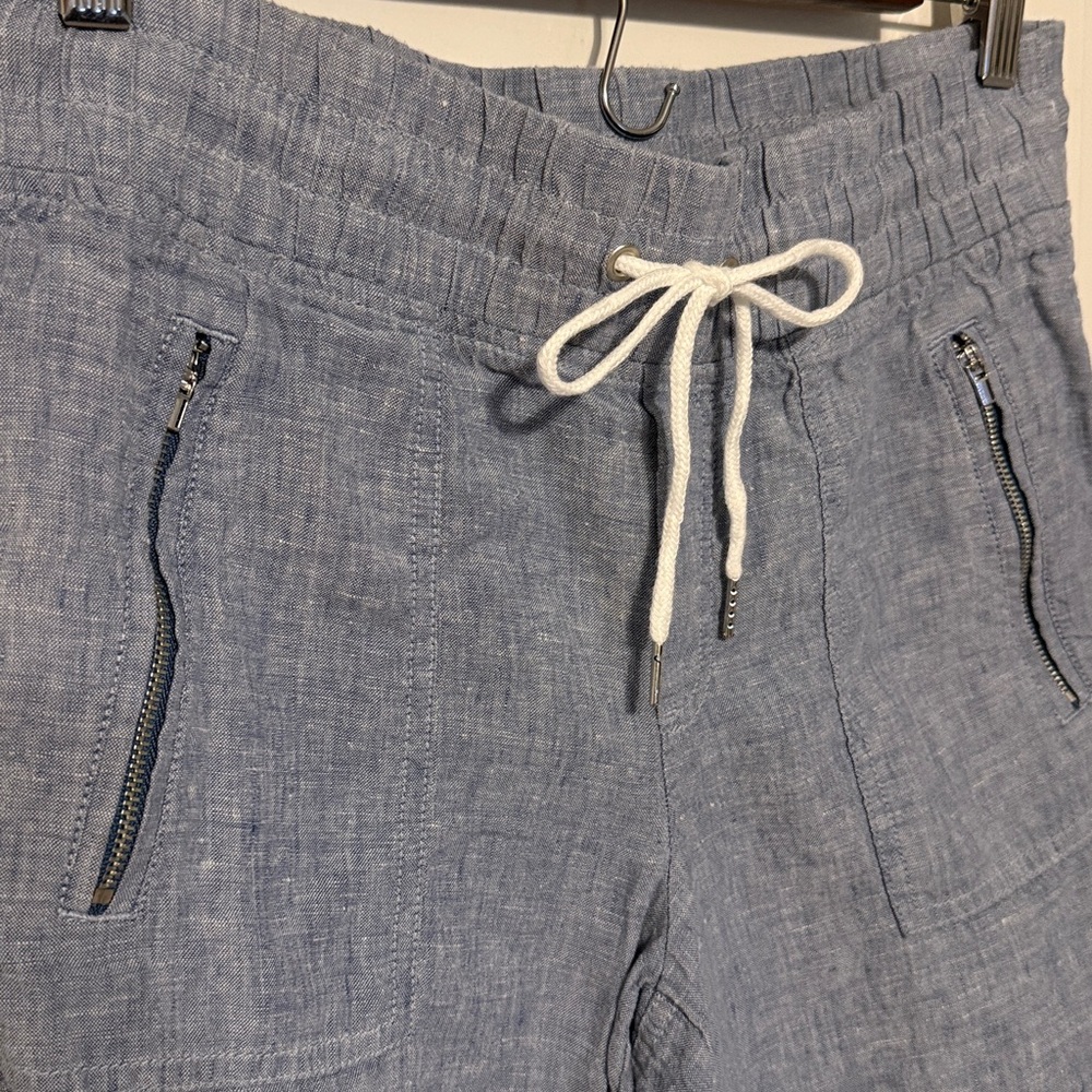 Athleta Cabo Linen Wide Leg Pants Blue - Picture 6 of 12